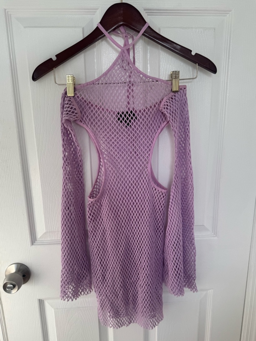 Lavender Crochet Halter Women's Dress with Matching Bikini Set